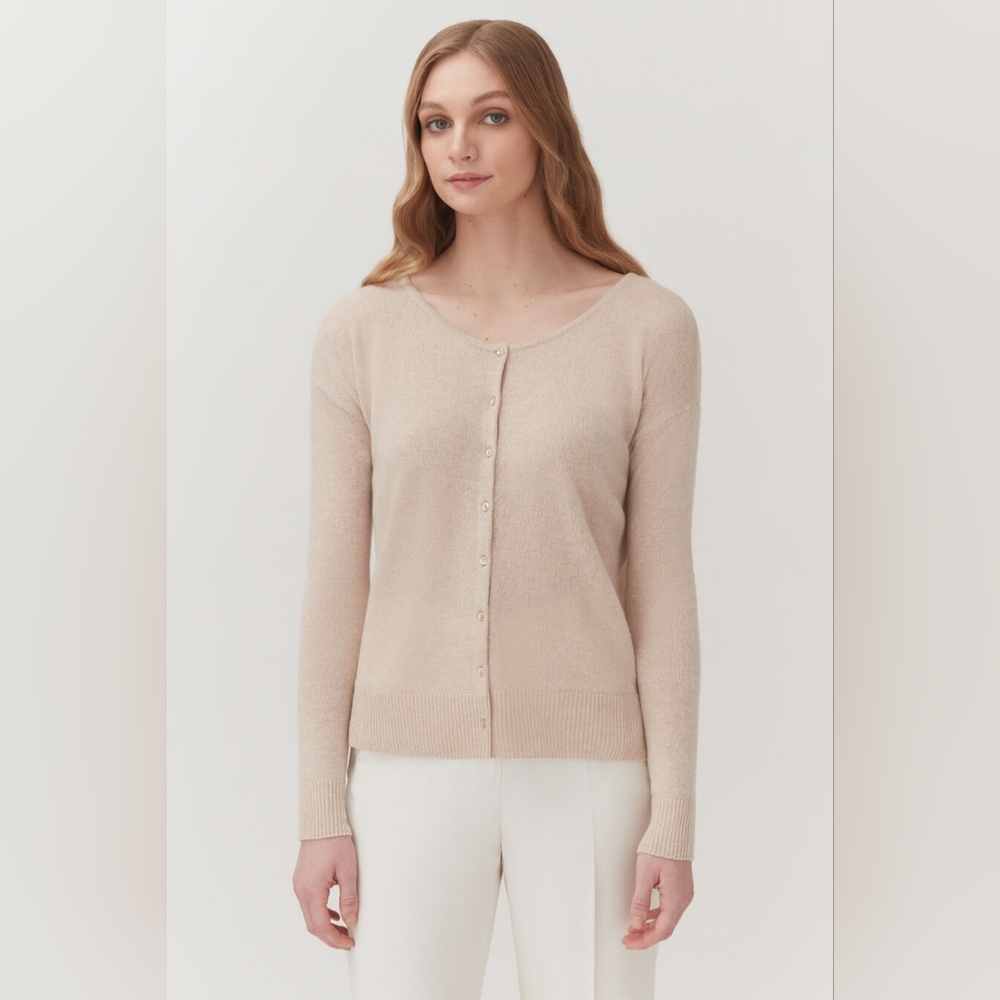 cuyana cashmere beige cardigan